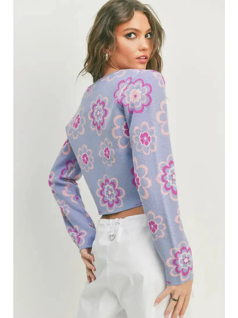 Floral Knit Chain Cardigan