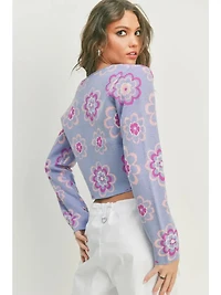 Floral Knit Chain Cardigan