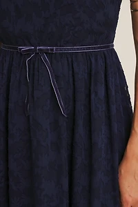 Rich Texture Velvet Waist Jacquard Midi Dress