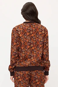 Floral Print Corduroy Bomber Jacket