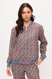 Poppy Floral Print Corduroy Bomber Jacket