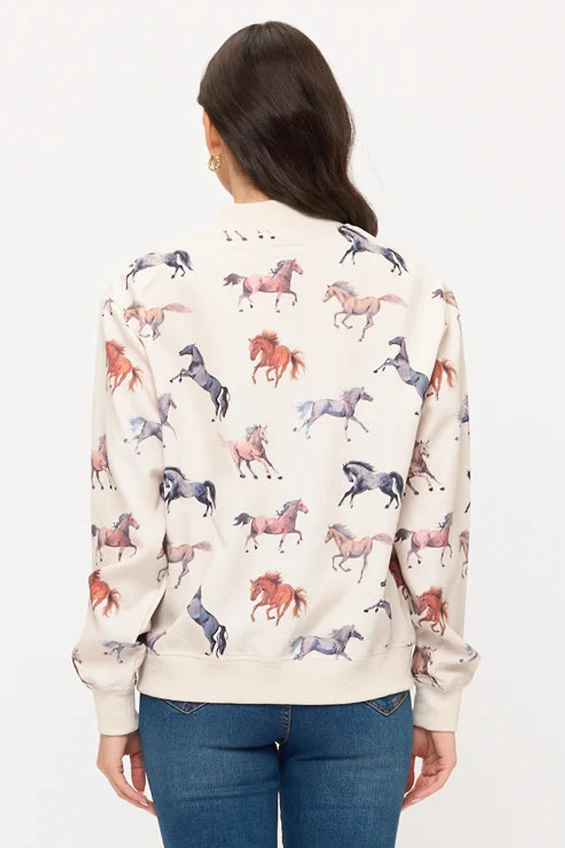Multi Horse Print Bomber Jacket