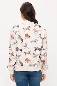 Multi Horse Print Bomber Jacket