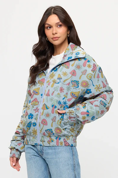 Colorful Floral Mushrooms Print Jacket