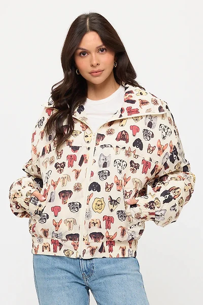 COLORFUL DOG FACES PRINT JACKET