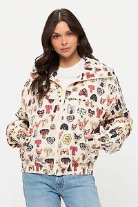 COLORFUL DOG FACES PRINT JACKET