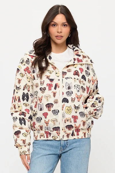 Colorful Dog Faces Print Jacket