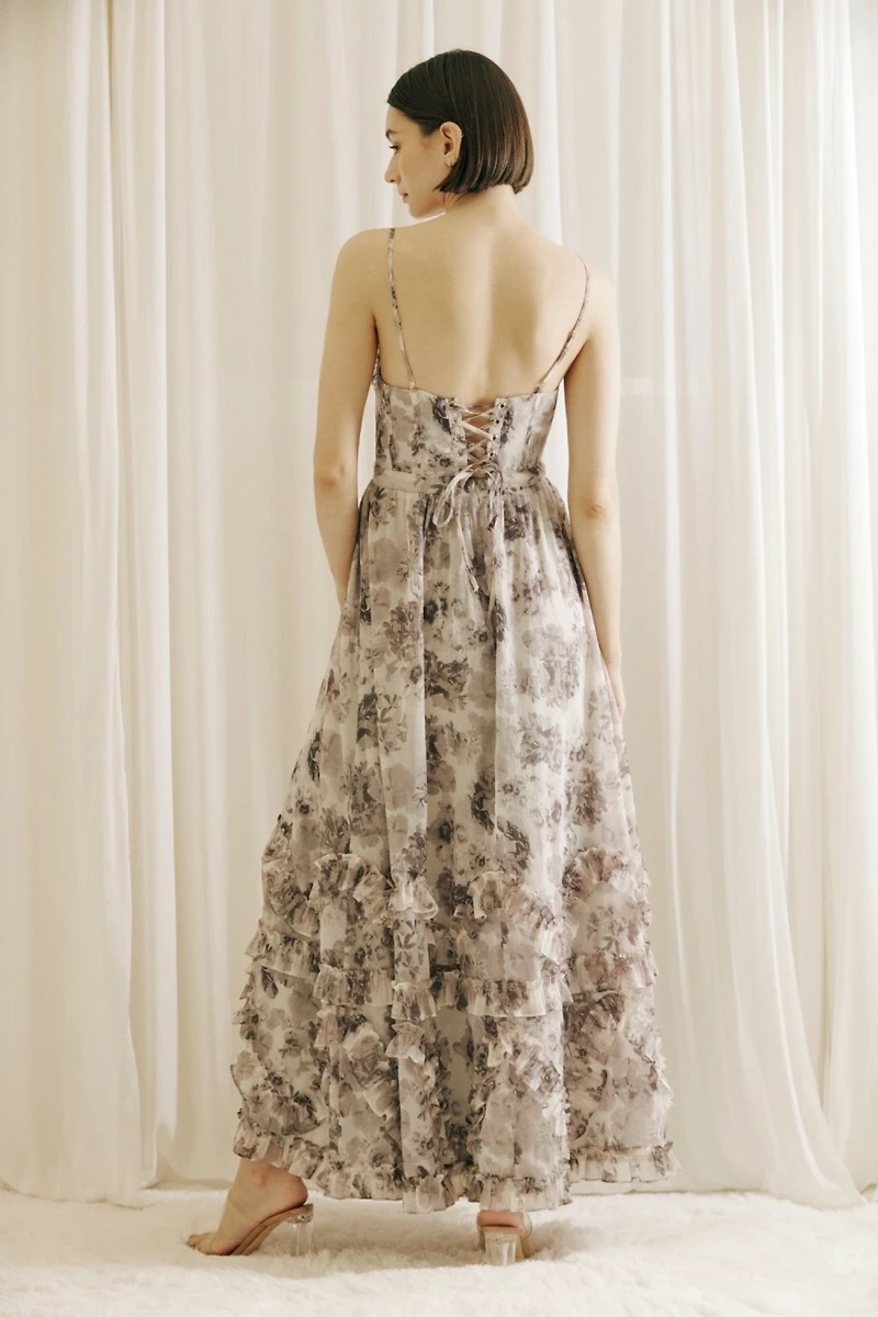 Grey Floral Dress