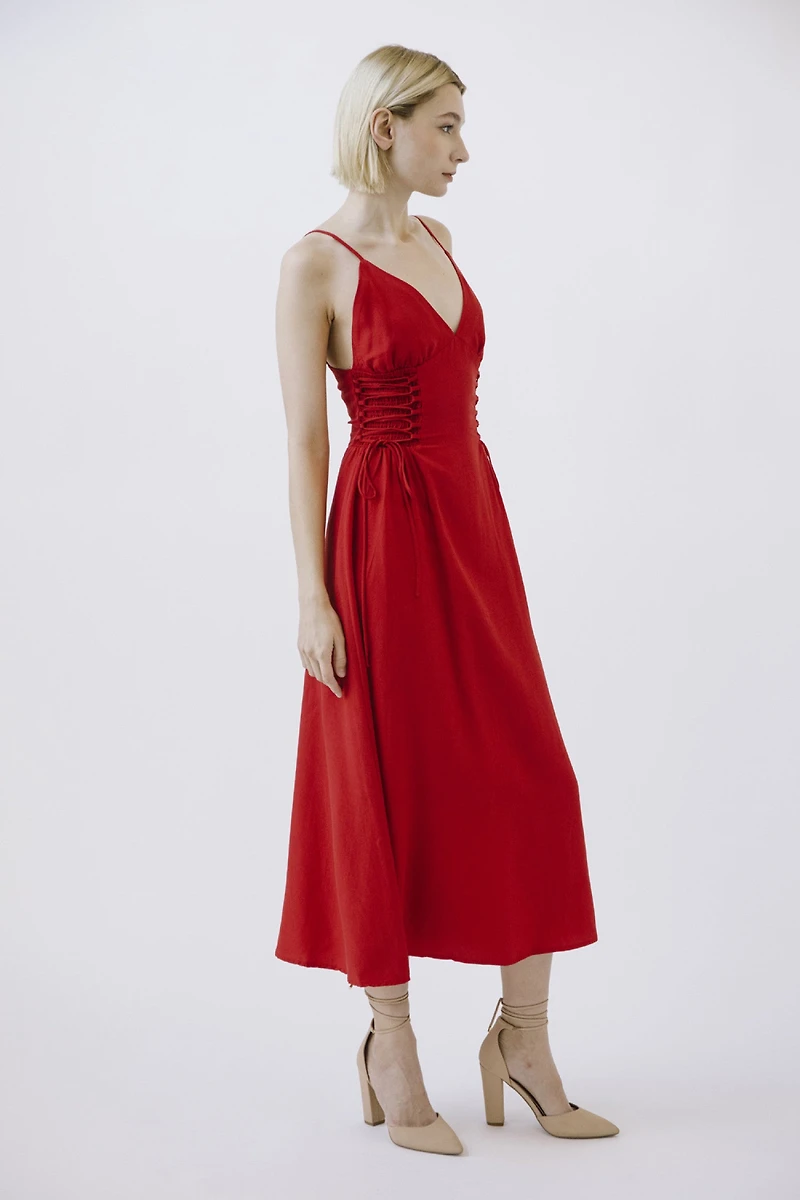 Midi Dress Spaghetti Straps