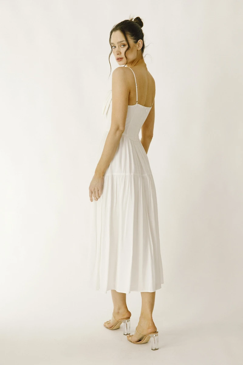 Bow Ruffled Midi Dress