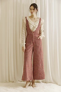 Dark Red And Cream Checkered Jumper