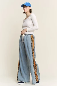 Plus Camo Side Stripe Wide Leg Denim Pants