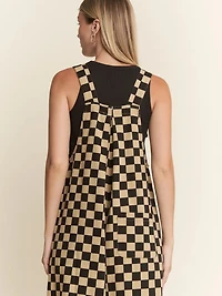 Checkered Wide Leg Overalls