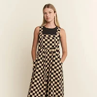 Checkered Wide Leg Overalls