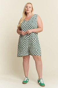Plaid Print Short Romper Plus