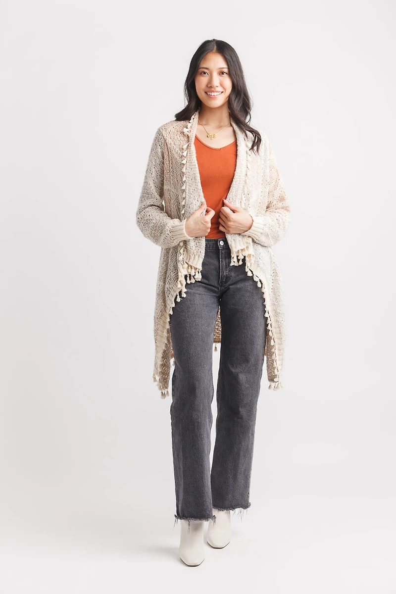Diamond Print Open Cardigan