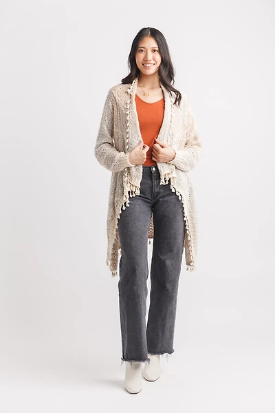 Diamond Print Open Cardigan