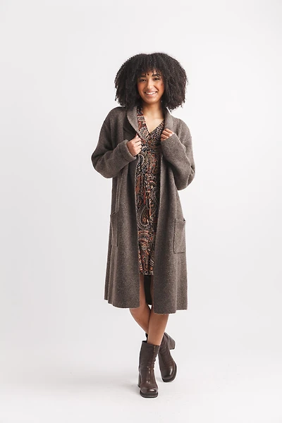 Solid Coatigan With Pockets