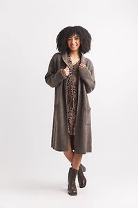 Solid Coatigan With Pockets