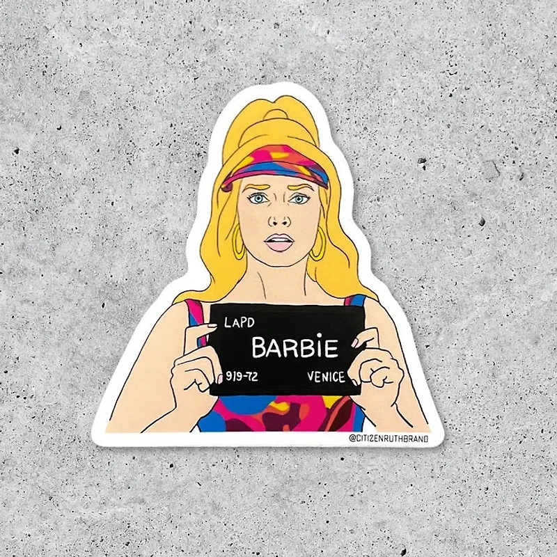 Barbie Mug Shot Sticker