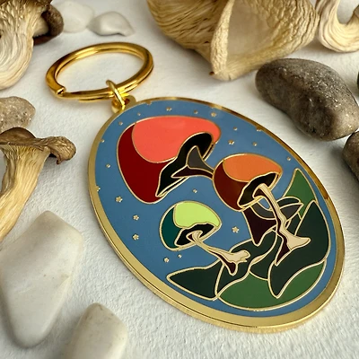 Cubensis Mushroom Enamel Keychain