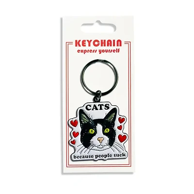 Cats Because People Suck Keychain