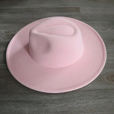 Rancher Wide Brim Fedora Hat Pink