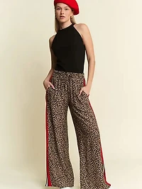 Leopard Contrast Trouser Red Panel