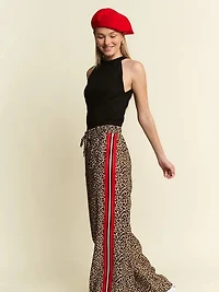Plus Leopard Contrast Trouser Red Panel