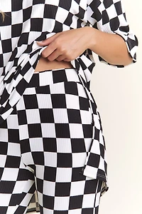 Checkered Rib Print Pants