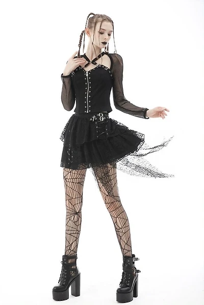 Punk Lace Irregular Mini Skirt