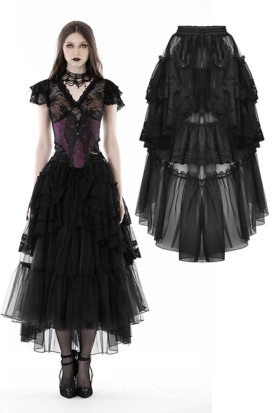 Punk Layered Frilly High Low Skirt