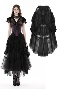 Punk Layered Frilly High Low Skirt