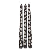 Set Of 3 Halloween Ghost Print Taper Candles