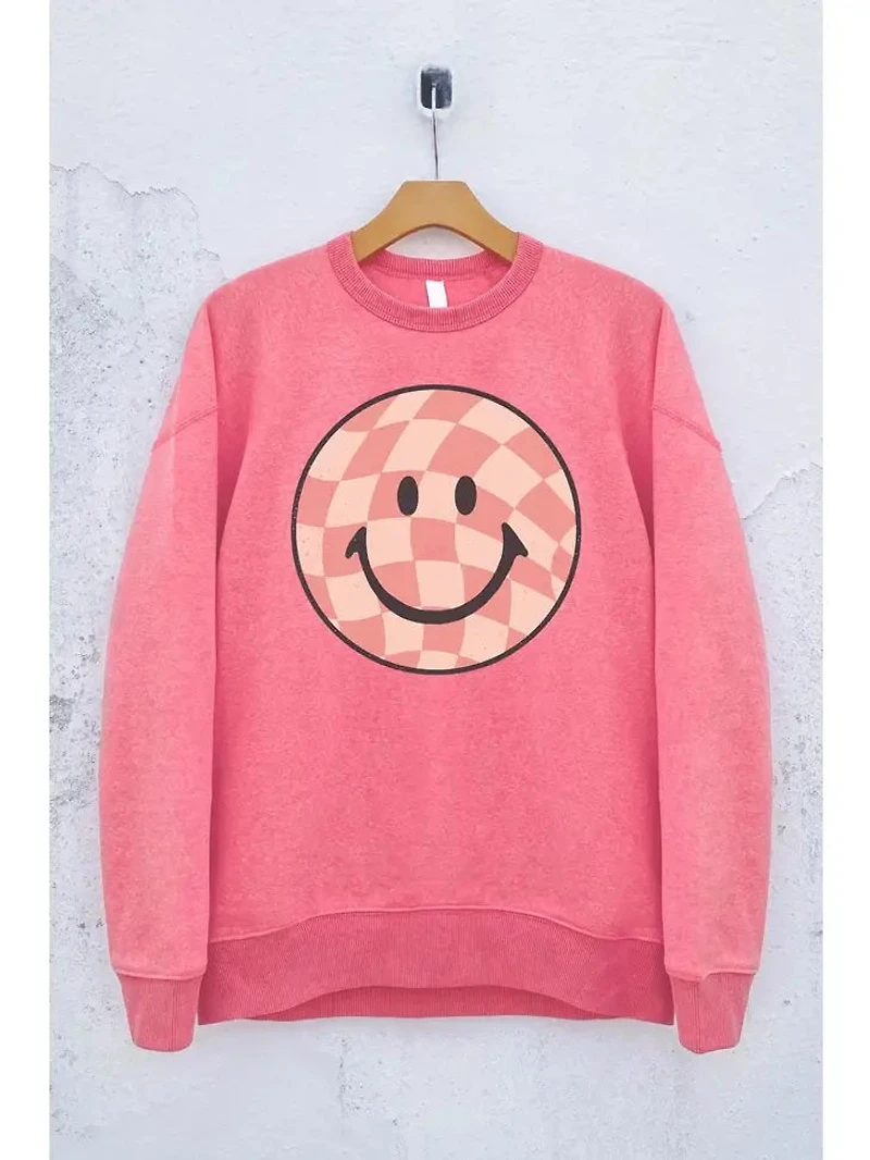Checkerboard Smiley Face Sweatshirt