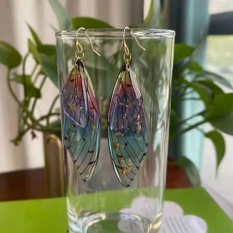 Gradient Cicada Wings Butterfly Wings Earrings
