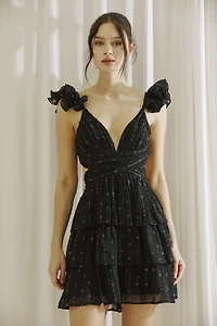 Floral Striped Midr Dress Back Detail