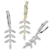 Leaf Chain Pave CZ Clicker Navel