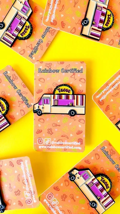Pin de esmalte de camión de comida de taco lésbico