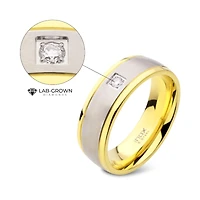 Gold With Steel Inlay Lab Grown Diamond Ring Size