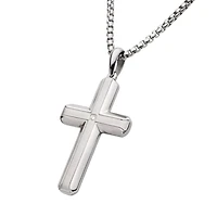 Stainless Steel Lab-Grown Diamond Cross 24"