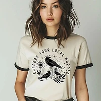 Support Your Local Murder - Cute Crow Bird Pun Ringer Shirt