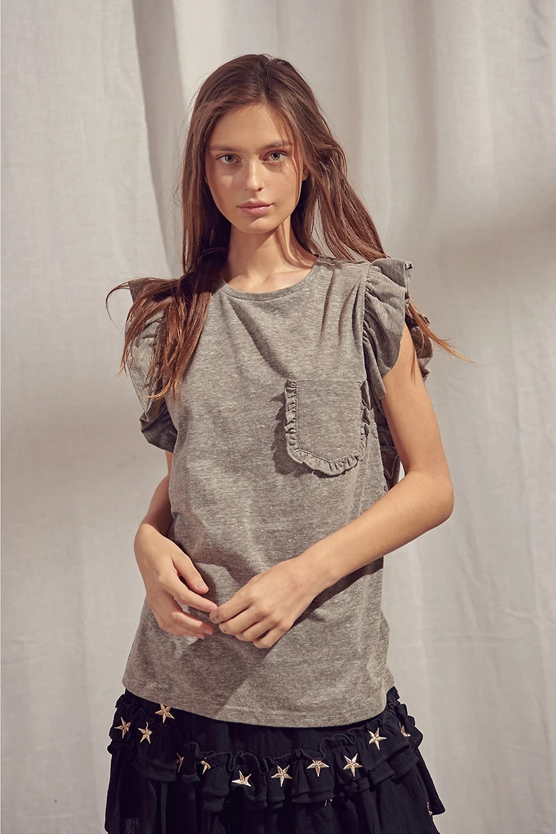 Flutter Short Sleeve W/ Pocket