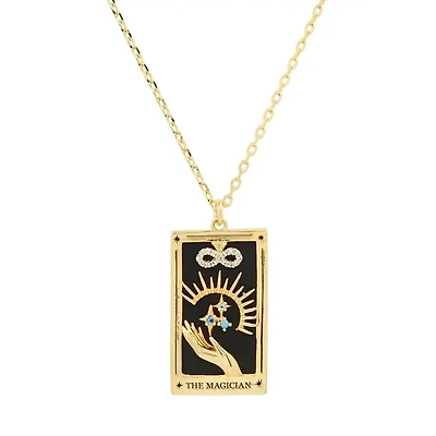 Tarot Card Necklace- Magician- 14K Gold Stainless Steel