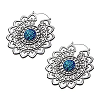 Mandala with Blue Druzy Plug Hangers