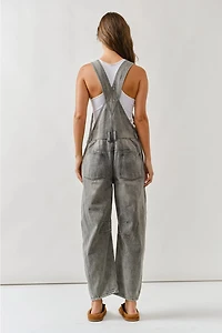 Grey Slouchy Relax Fit Denim Overall