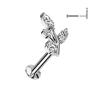 Marquise And Round Branch Threadless Labret