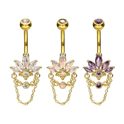 Marquise Cluster With Jewelled Chain Navel