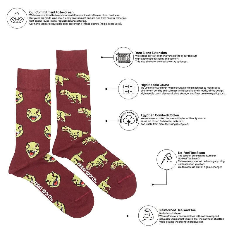 Dino Face & Side Mid-Calf Socks