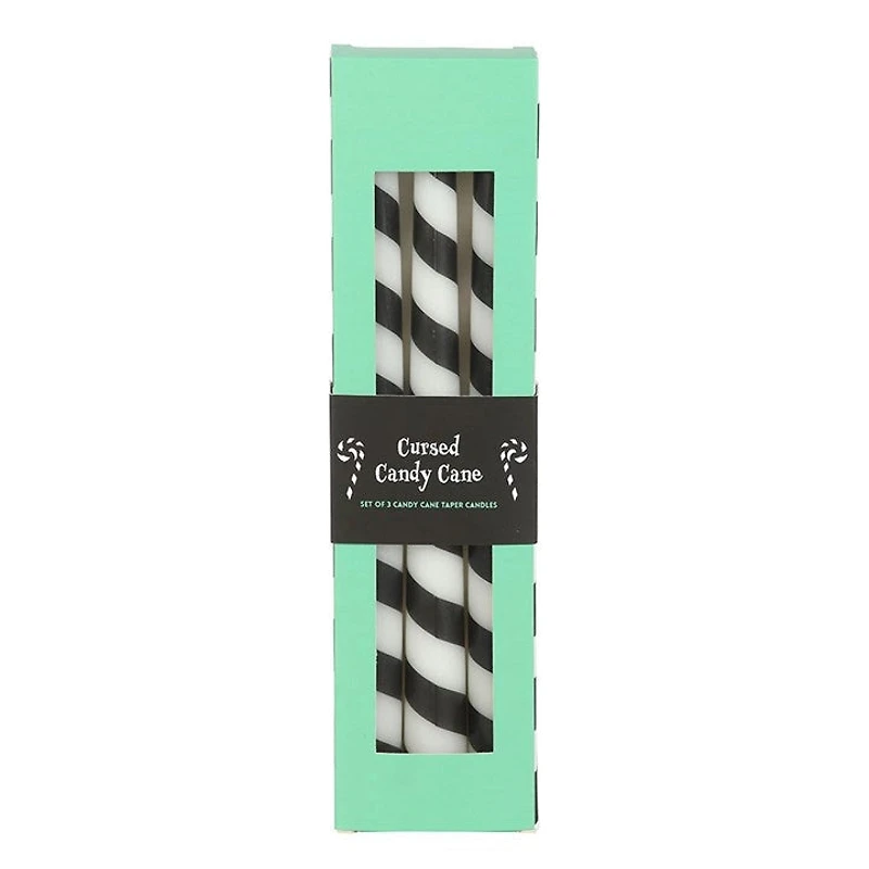 Set Of 3 Candy Cane Stripe Creepmas Taper Candles